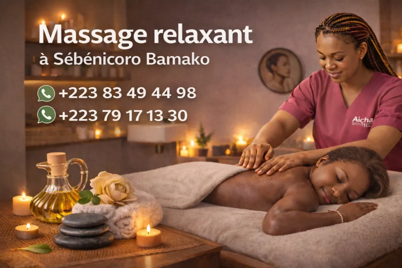 Massage relaxant à Sébénicoro Bamako – Aïcha Bien-Être