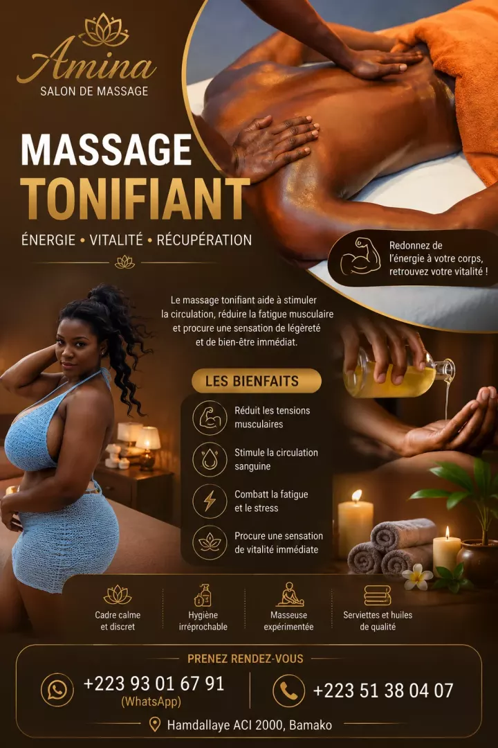 Massage Tonifiant à Bamako — Énergie, vitalité et récupération